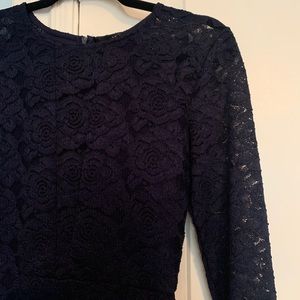 Aqua navy blue lace fitted dress
